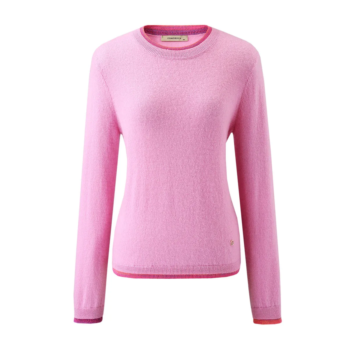 100% Cashmere Color-Accented Soft Knit Pullover Sweater