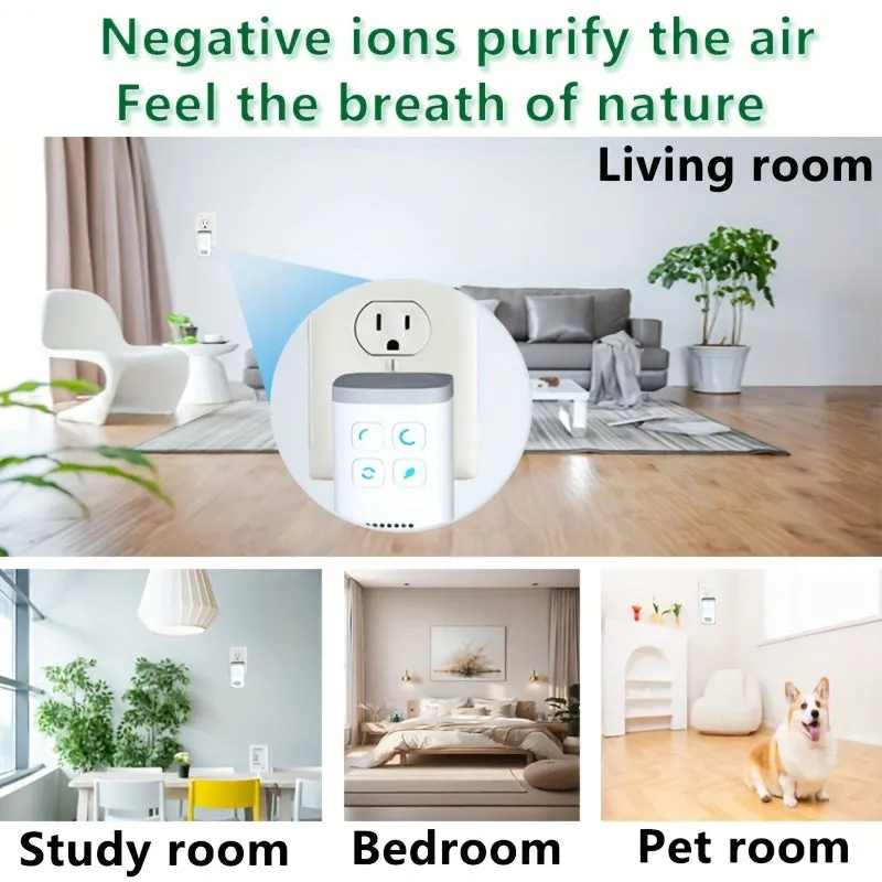 1pc Mini Air Purifier Pro - Removes Pet Odor, Smoke, Negative Ions, Ozone, Portable, Convenient, Plug-in, Suitable for Small Bedroom, Office, Living Room, Compact Design, Easy to Use, Whisper Quiet Operation