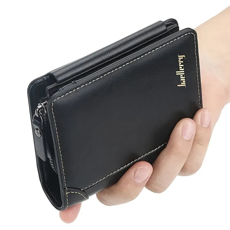 1pc Stylish Mens Short Wallet - Ultra-Thin, Multi-Card Slots & Zippered Coin Pocket - Secure, Compact Design - Perfect Gift for Him on Valentines Day