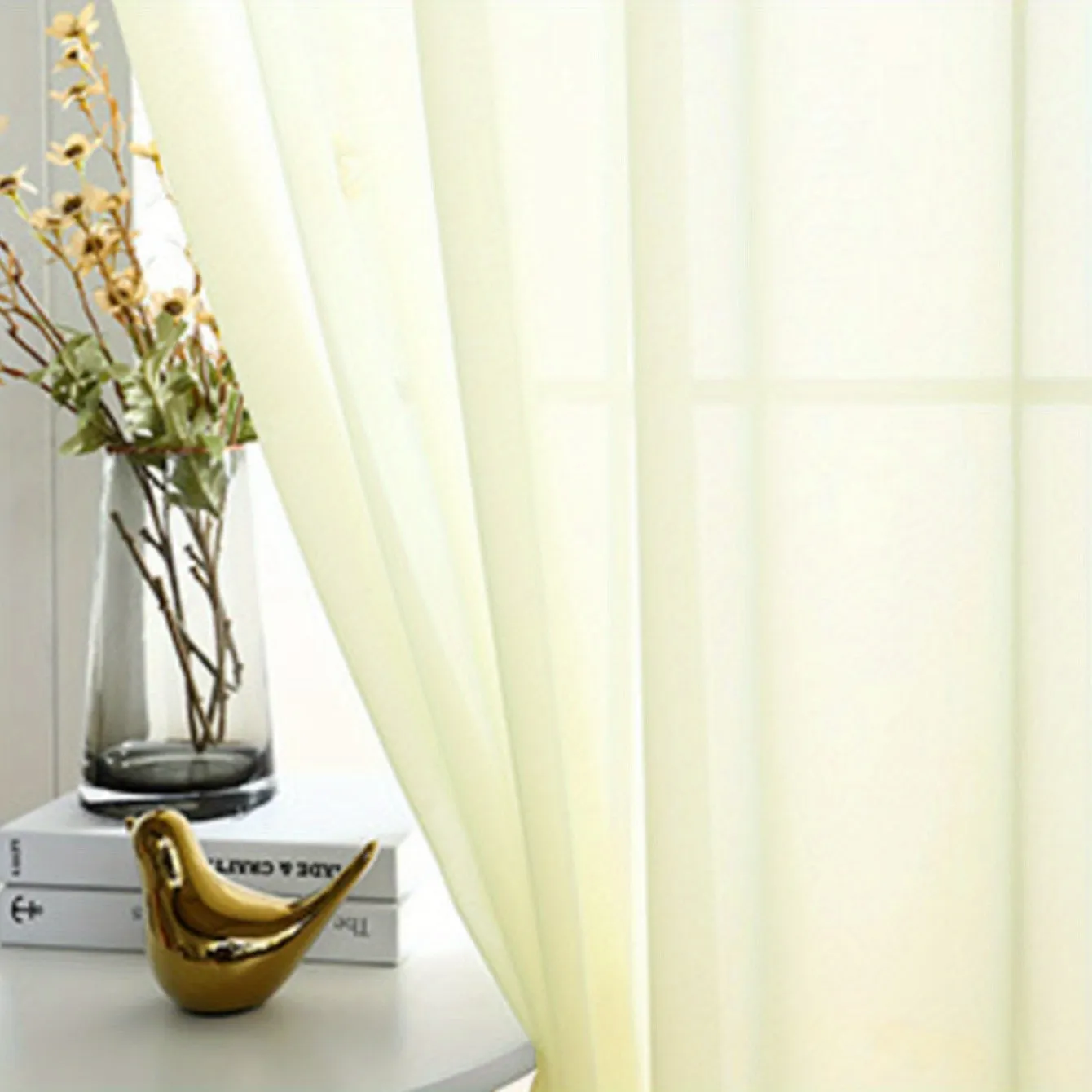 2 Panels of Soft White Chiffon Sheer Curtains for Bedroom, Living Room & Balcony - Elegant Home Decor