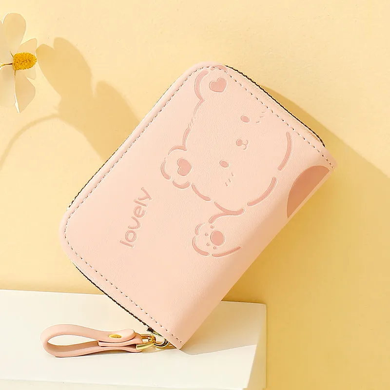 2024 New Japan and South Korea Cute Cartoon Card Holder Female Compact Mini Multi-Card Holder Card Case Student Zipper Coin Purse Fashion