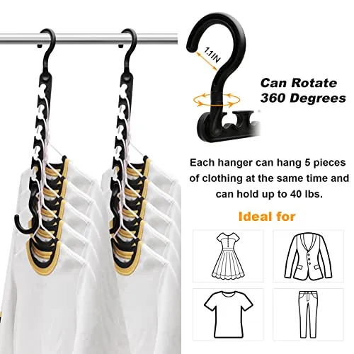 4 Pack College-Dorm-Room-Essentials for Girls,Closet-Organizers and Storage,Closet-Storage Plastic Clothes Hangers with 5 Holes Hangers Space Saving