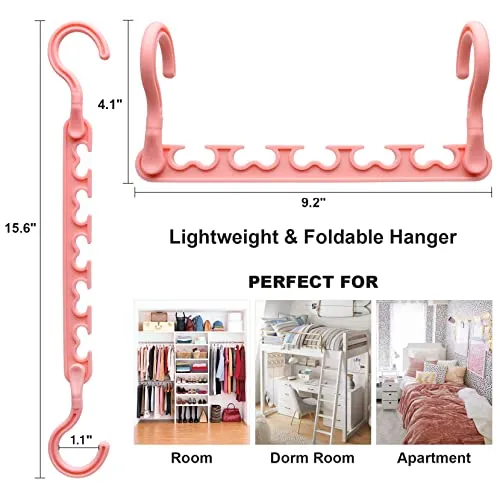 4 Pack College-Dorm-Room-Essentials for Girls,Closet-Organizers and Storage,Closet-Storage Plastic Clothes Hangers with 5 Holes Hangers Space Saving