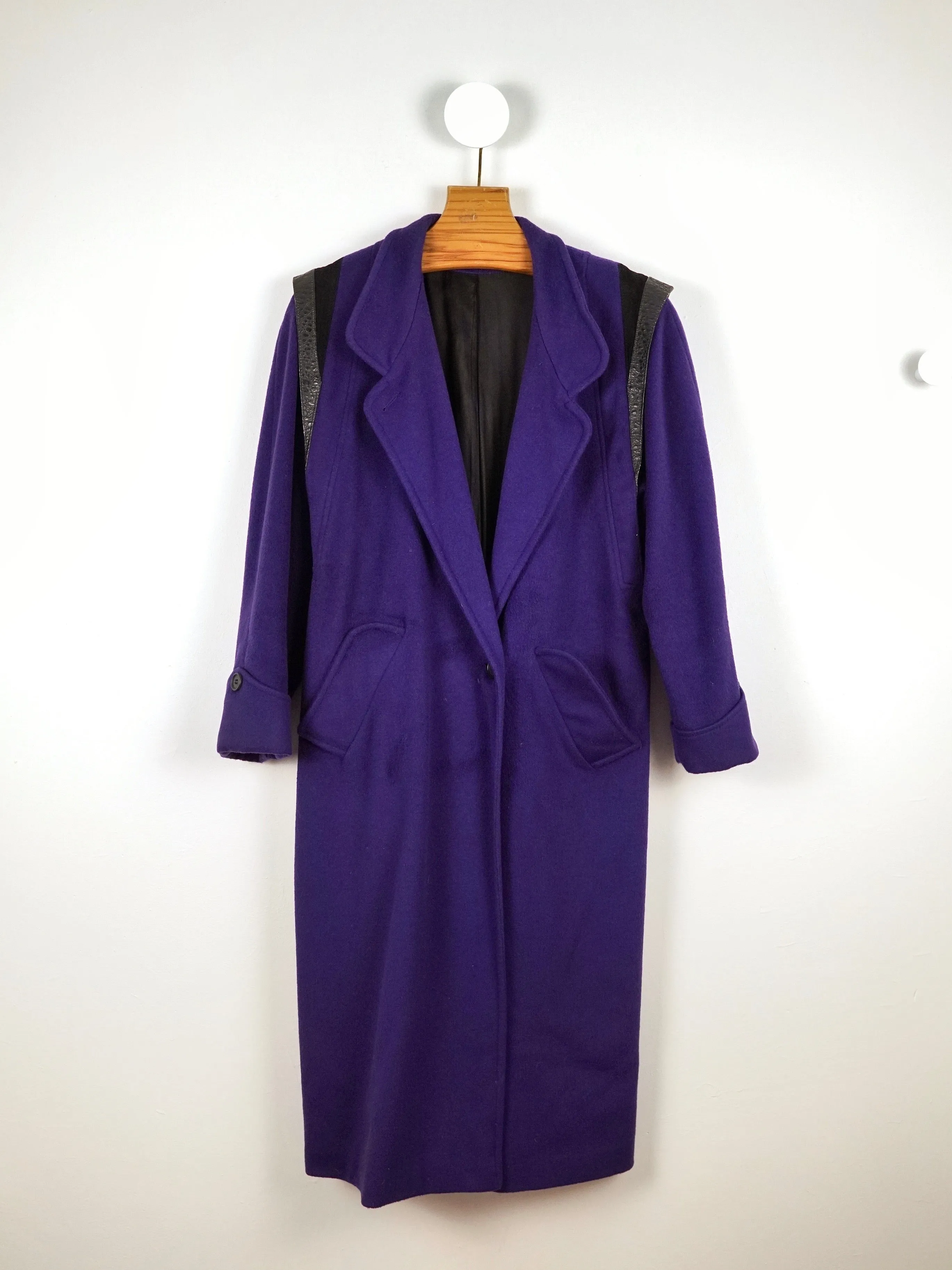 80's Purple Wool Structured Shoulder Coat