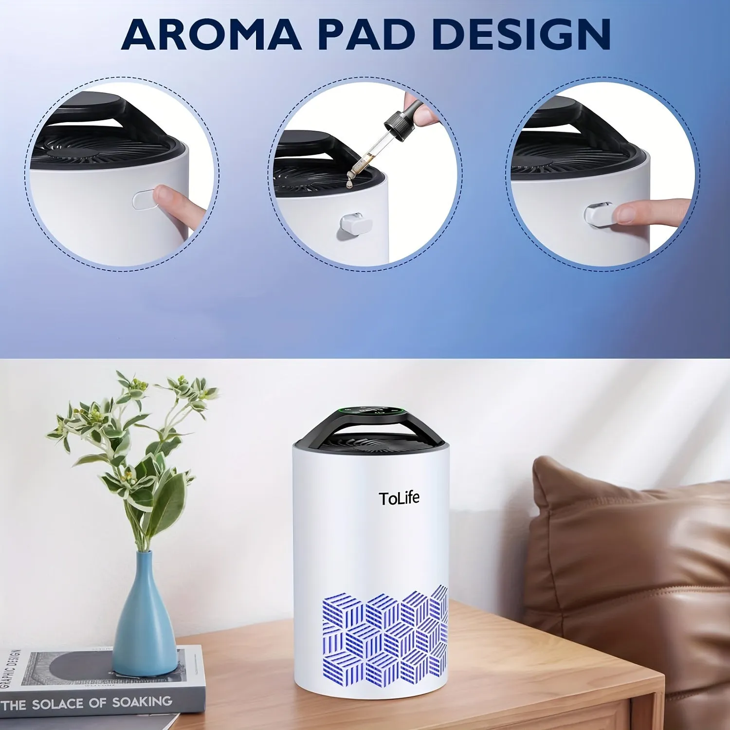 Advanced AirPro - High-Efficiency Air Filter, Dust Removal, Low Noise Sleep Mode, Portable, Compact, and Energy-Saving White Bedroom Air Purifier for Allergy Sufferers and Pet Owners