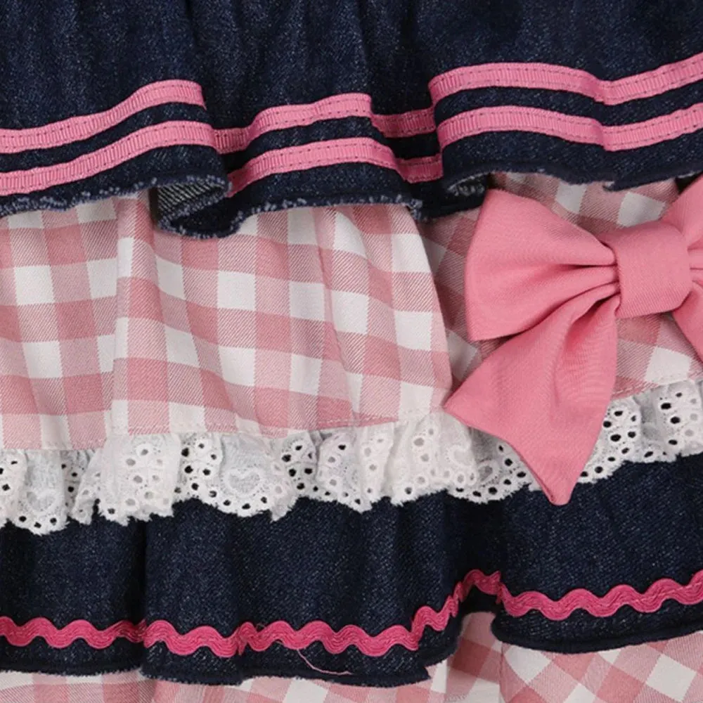 Aiertu Preppy Style Lolita Kawaii Skirts Japanese Sweet Mini Women Harajuku Cute Ball Gown Denim Skater Y2K High Waist Lace Cake Skirts