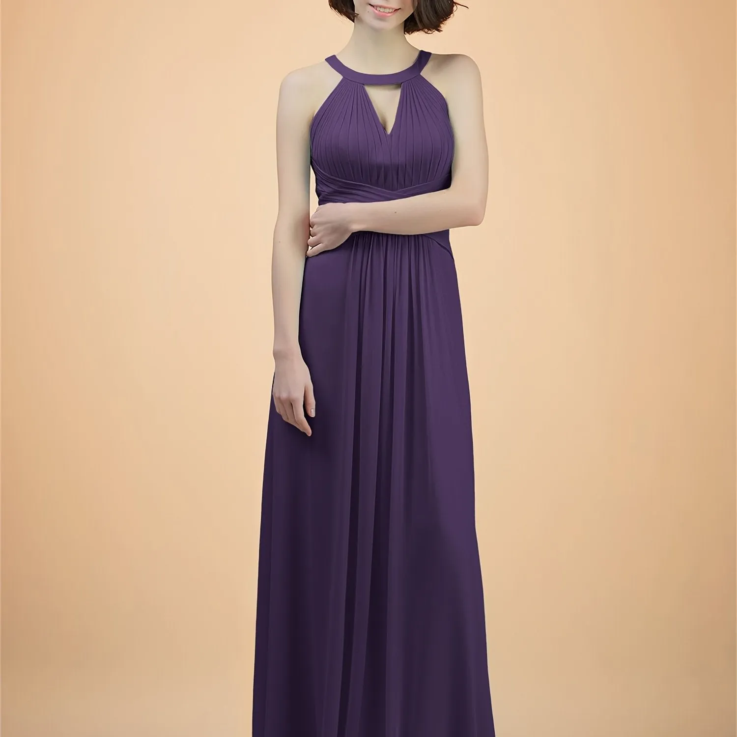 ALICEPUB Chiffon Bridesmaid Dresses Long Formal Dress For Women Party Sleeveless Plus Size