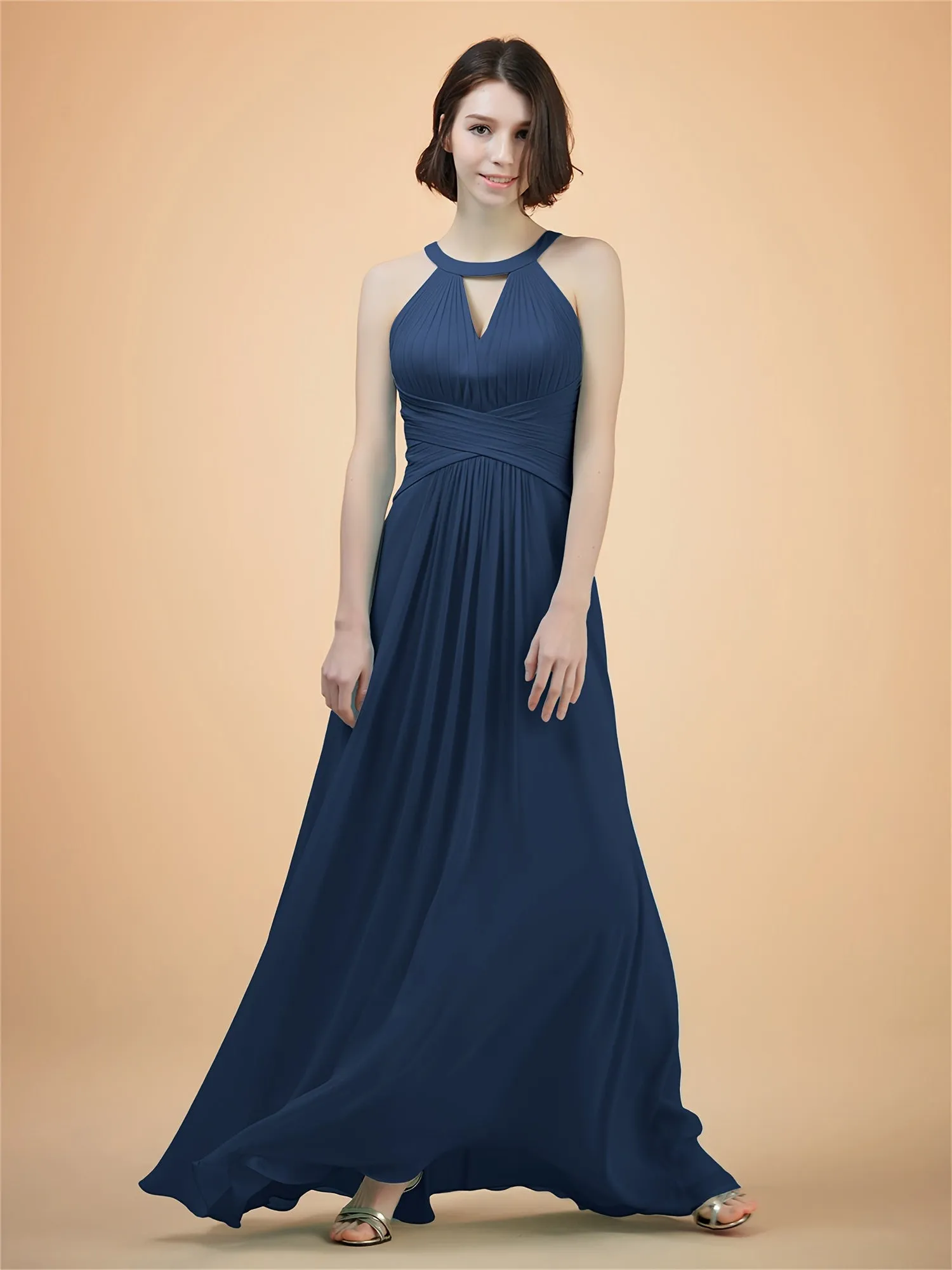 ALICEPUB Chiffon Bridesmaid Dresses Long Formal Dress For Women Party Sleeveless Plus Size