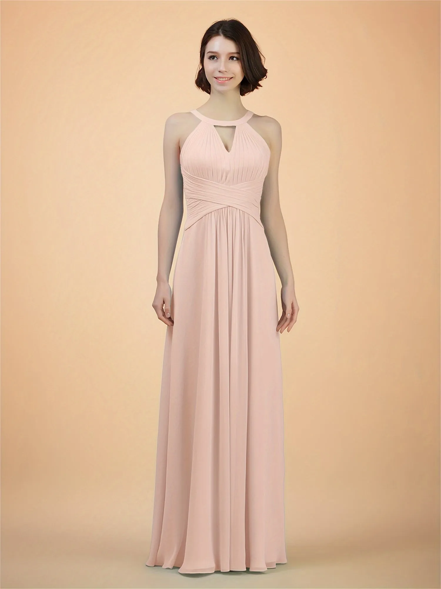 ALICEPUB Chiffon Bridesmaid Dresses Long Formal Dress For Women Party Sleeveless Plus Size