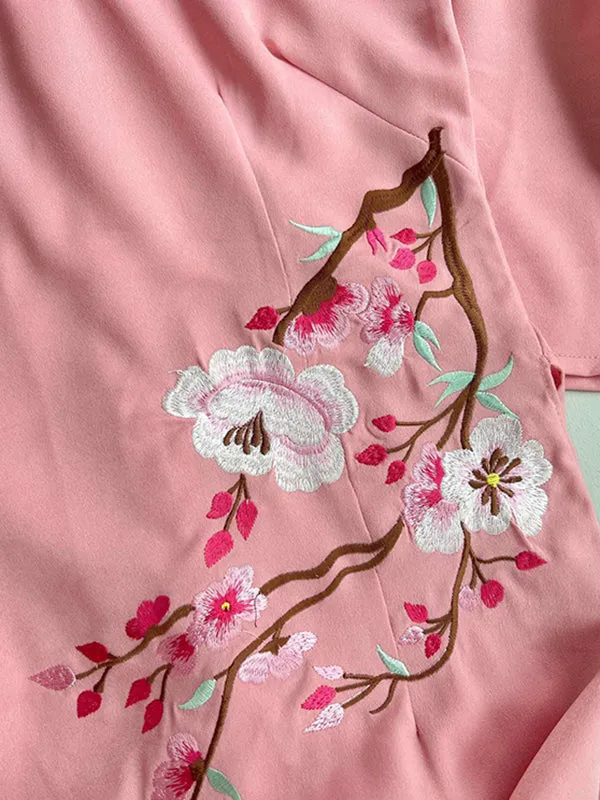 Ao Dai Dress Pink Embroidery Ao Dai Includes One Ao Dai Top And Pants