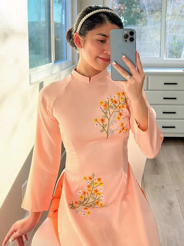 Ao Dai Dress Pink Vietnamese Ao Dai Includes One Ao Dai Top And Pants