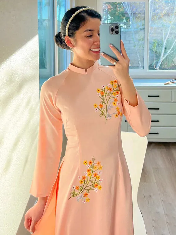 Ao Dai Dress Pink Vietnamese Ao Dai Includes One Ao Dai Top And Pants