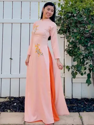 Ao Dai Dress Pink Vietnamese Ao Dai Includes One Ao Dai Top And Pants