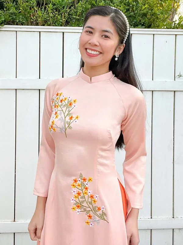 Ao Dai Dress Pink Vietnamese Ao Dai Includes One Ao Dai Top And Pants