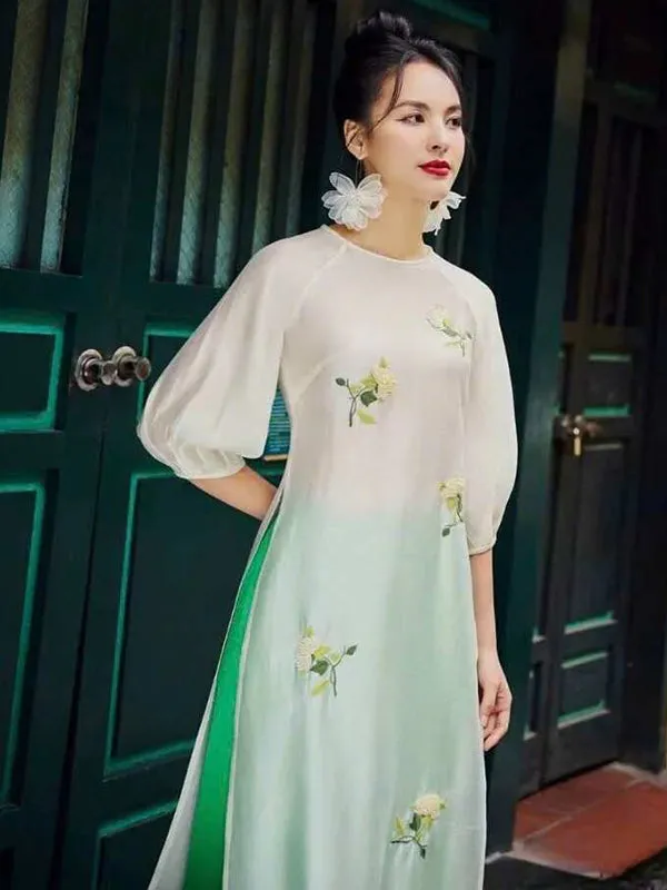 Ao Dai Dress White Vietnamese Ao Dai Dress Includes One Ao Dai Top And Pants