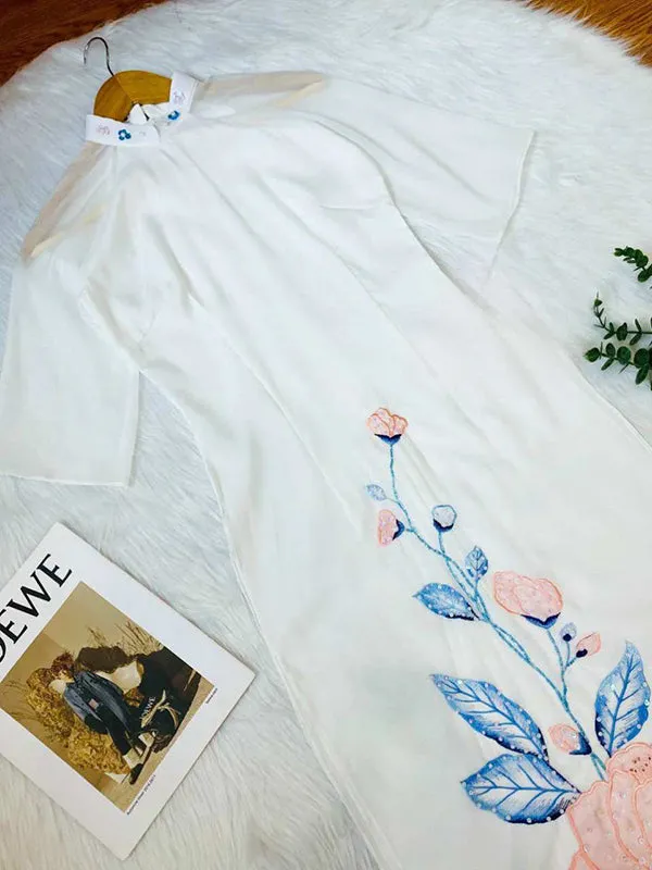 Ao Dai Dress White Vietnamese Ao Dai Includes One Ao Dai Top And Pants