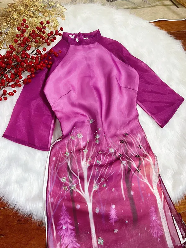 Ao Dai Vietnam Ao Dai Dress Purple Includes One Ao Dai Top And Pants