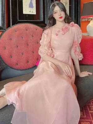 Ao Dai Vietnam Rose Pink Ao Dai Dress Includes One Ao Dai Top And Pants