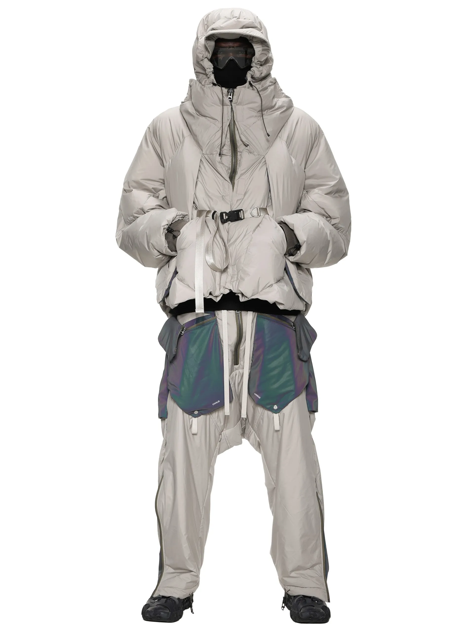 arctic aurora reflective geo panel layered quilted snow pants