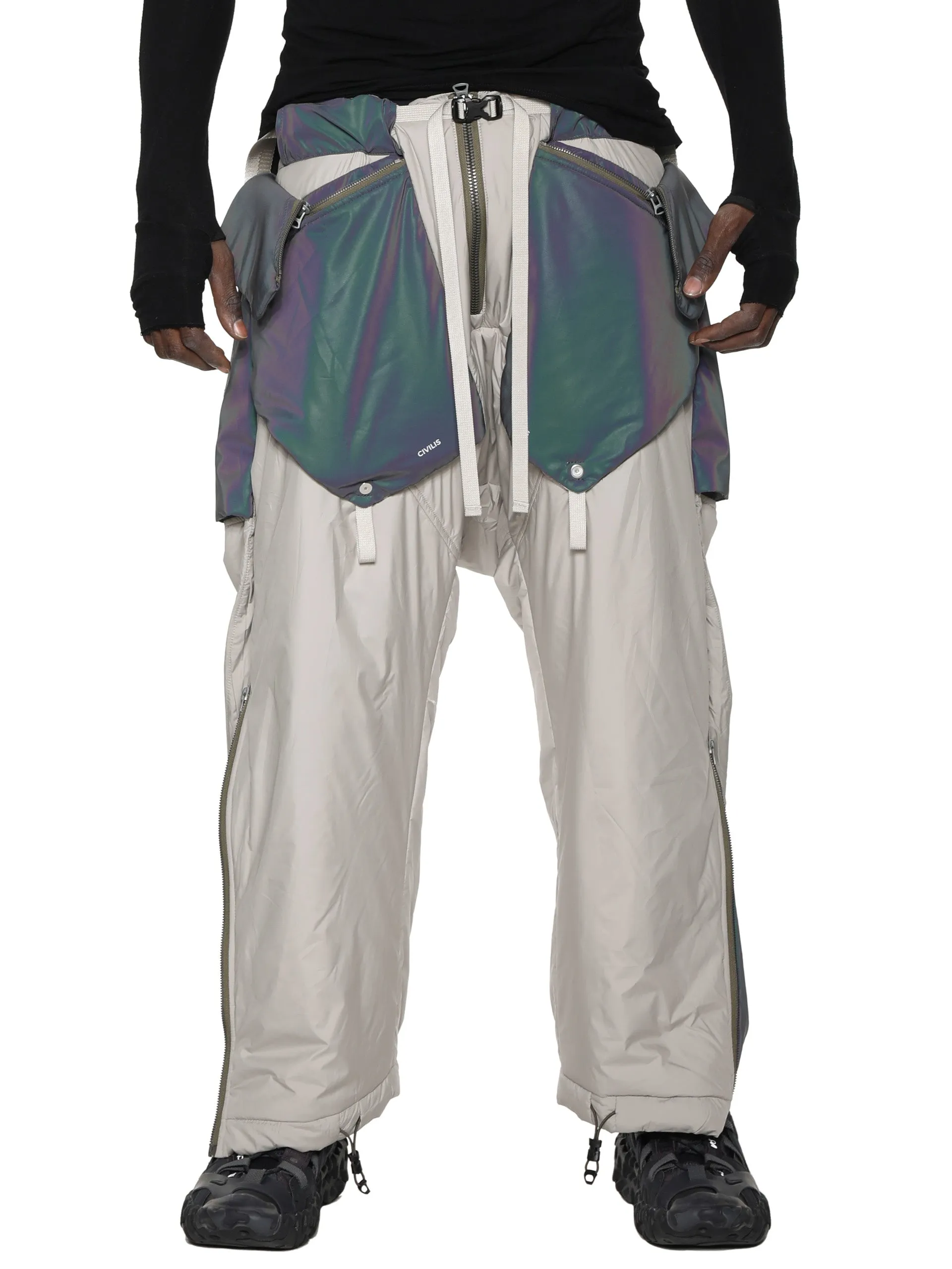 arctic aurora reflective geo panel layered quilted snow pants