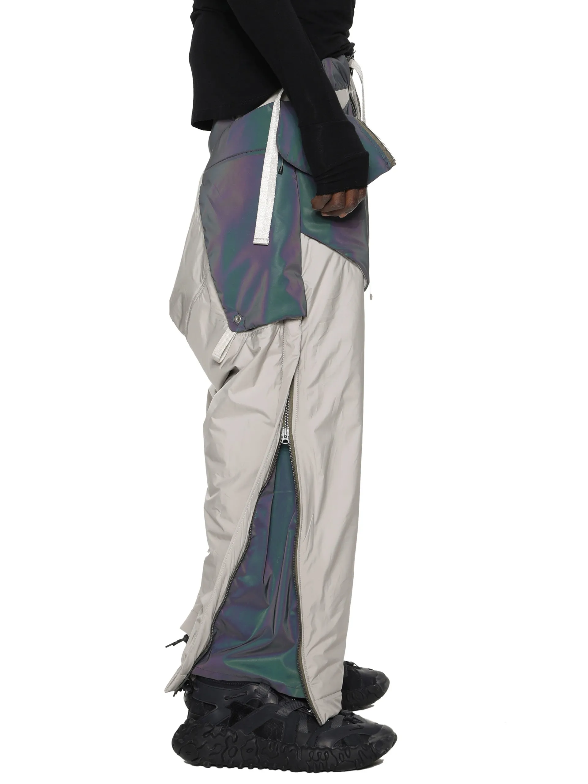 arctic aurora reflective geo panel layered quilted snow pants