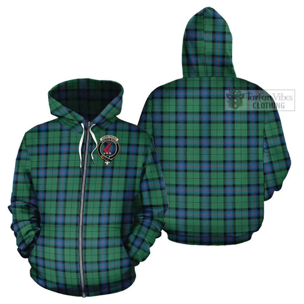 Armstrong Ancient Tartan Cotton Hoodie with Family Crest