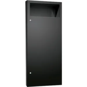 ASI® Simplicity™ Semi-Recessed Powder Coated Waste Receptacle, Stainless Steel, Black