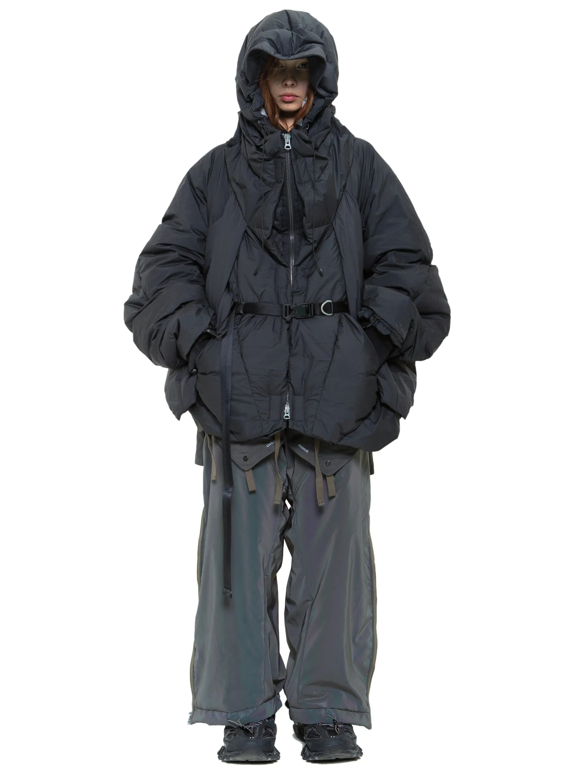 aurora reflective geo panel layered quilted snow pants