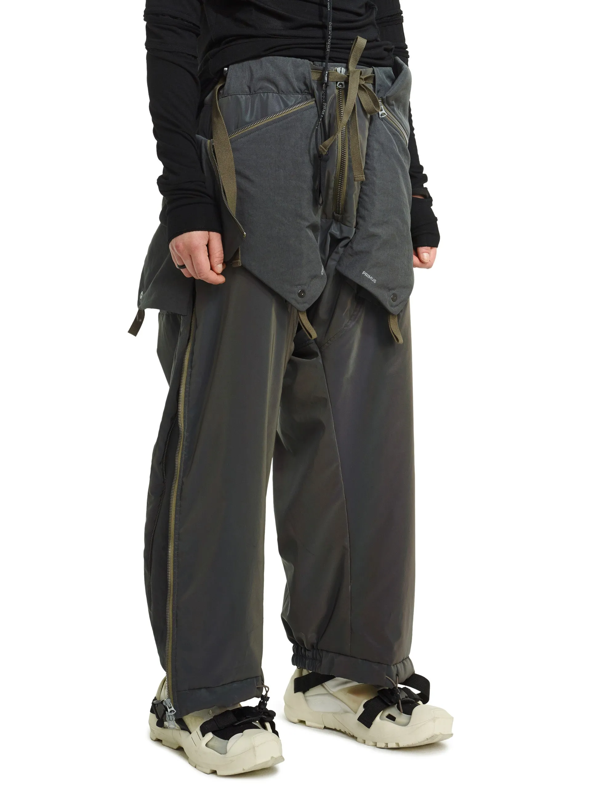 aurora reflective geo panel layered quilted snow pants