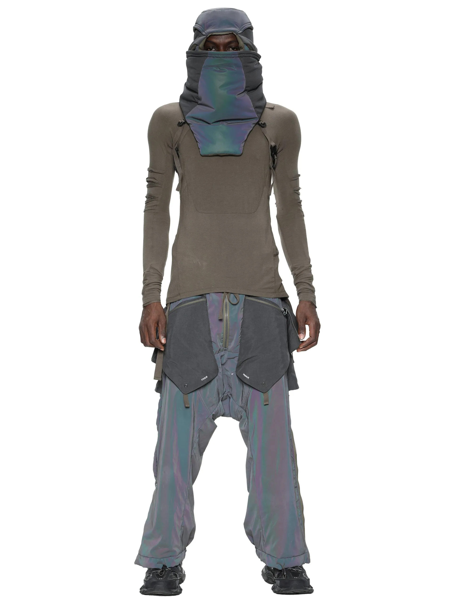 aurora reflective geo panel layered quilted snow pants