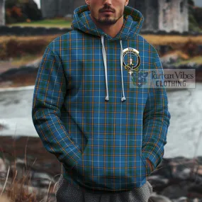 Bain Tartan Cotton Hoodie with Family Crest