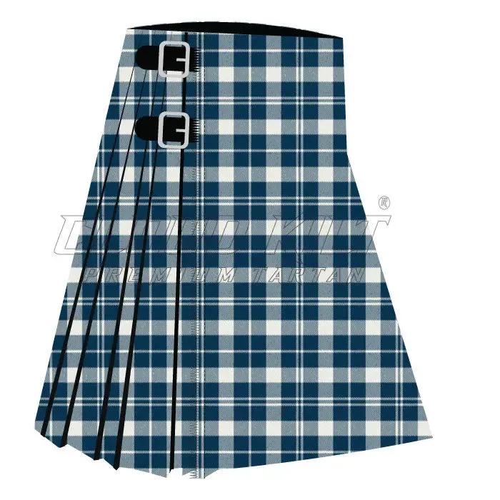 Barbies Moss Plaid Blue White Premium Tartan Kilt