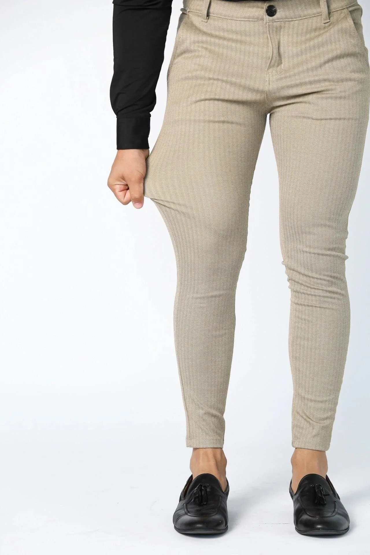 Beige Pin Stripe Dress Pants