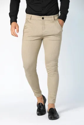 Beige Pin Stripe Dress Pants