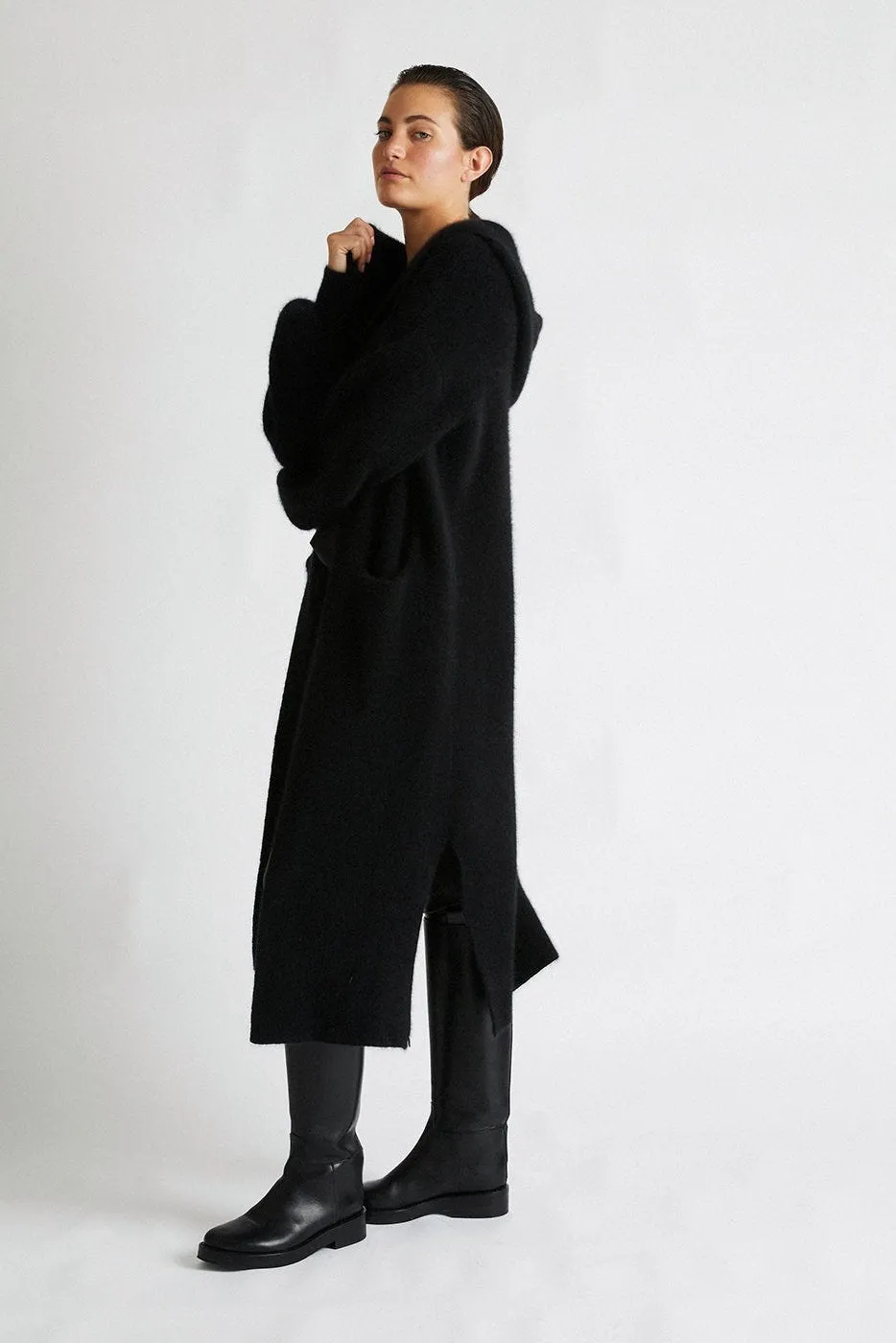   Beryll Cashmere Coat with Hood | Black Rock