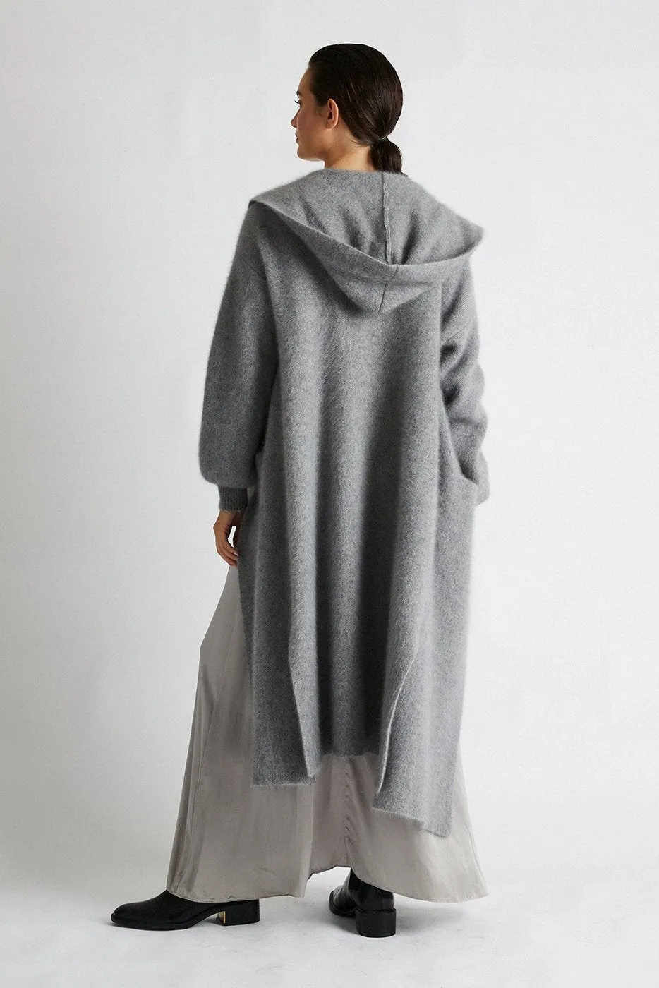   Beryll Cashmere Coat with Hood | Pebble Gray