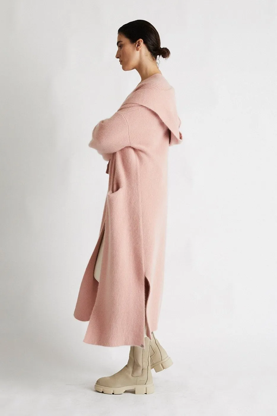   Beryll Vivian Cashmere Coat with Hood | Baby Pink