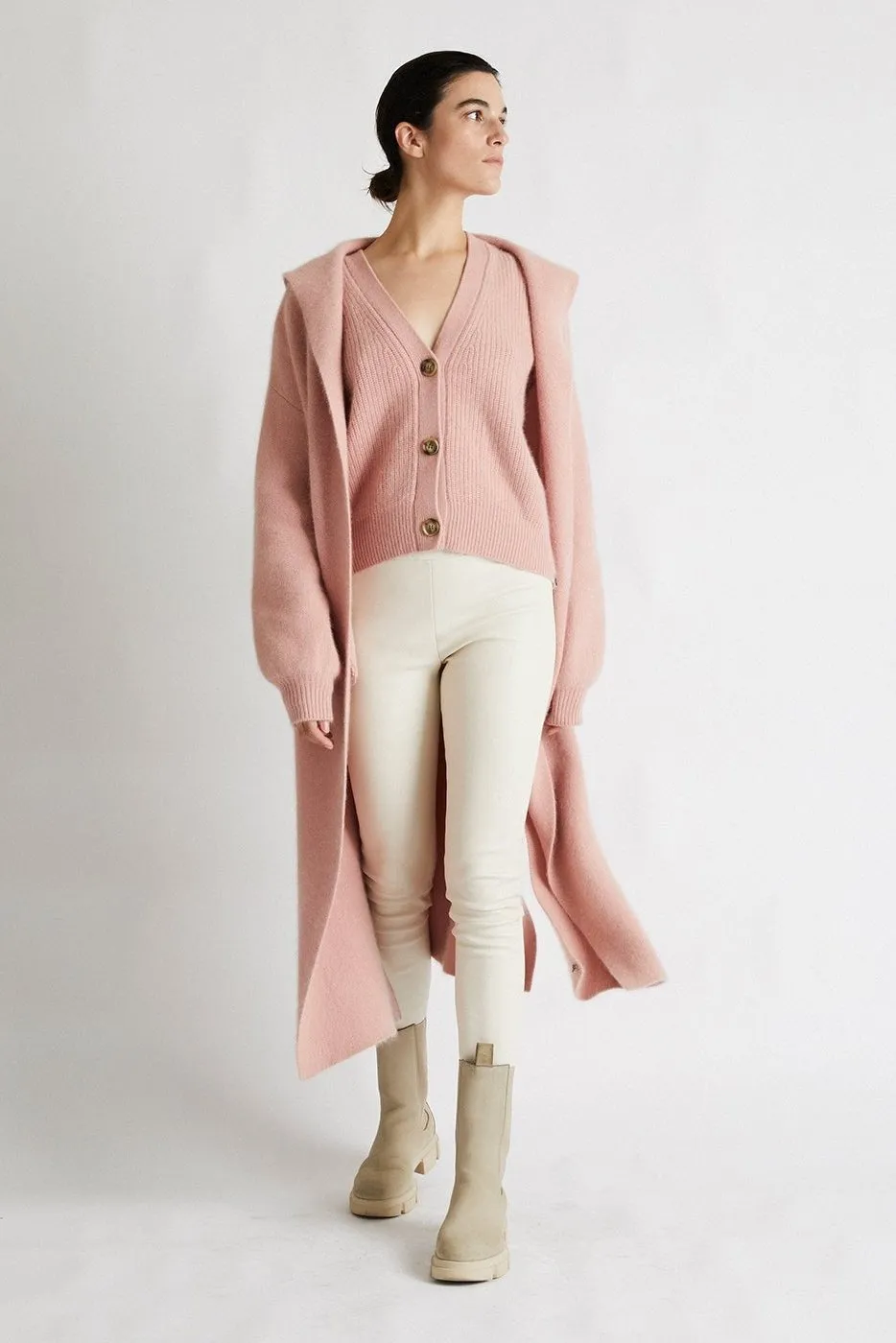   Beryll Vivian Cashmere Coat with Hood | Baby Pink