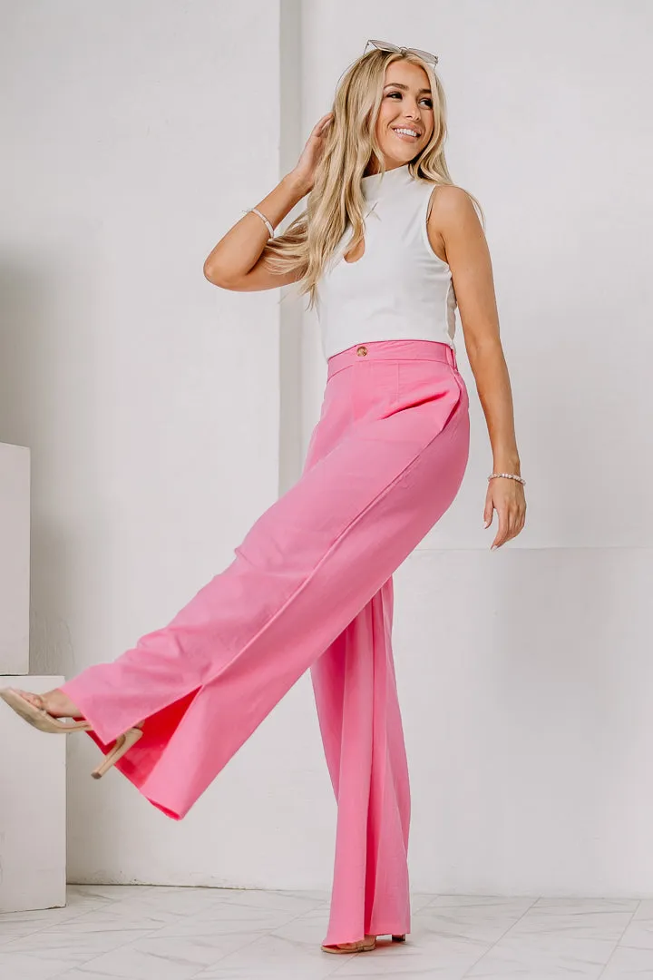 Better In Pink Wide Leg Linen Pants