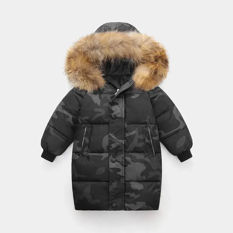 Big Fur Collar Mid-length Medium And Large Children's Clothing Thick Winter Wear Coat