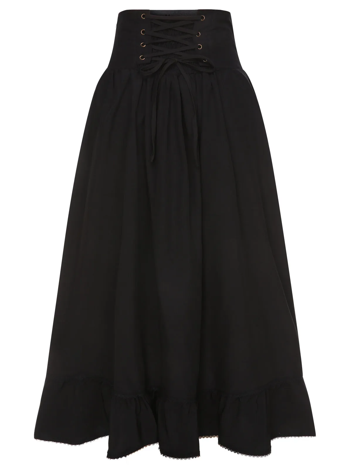 Black 1940s Solid Button Skirt