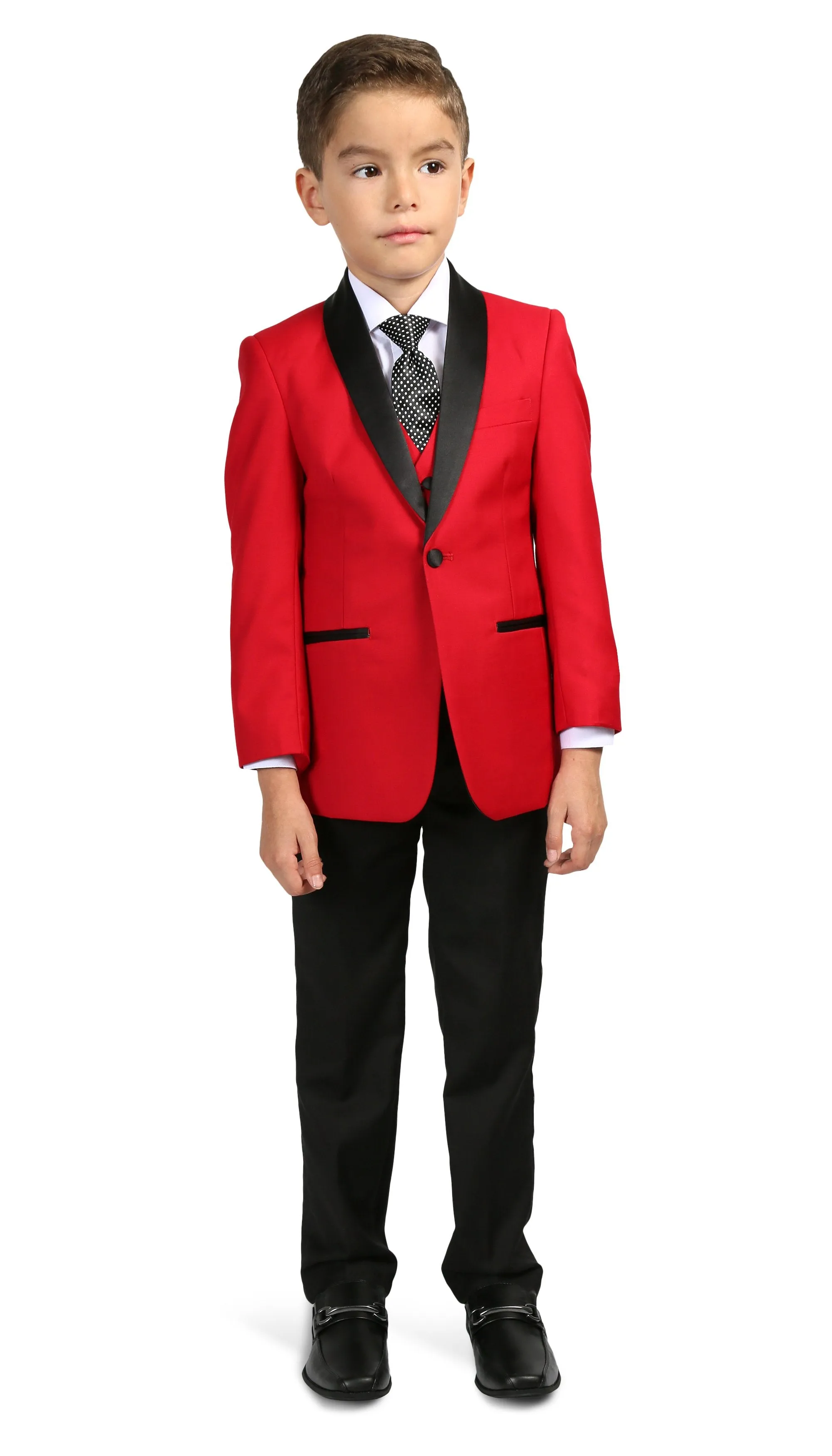 Boys Reno JR 5pc Red/Black Shawl Tuxedo Set