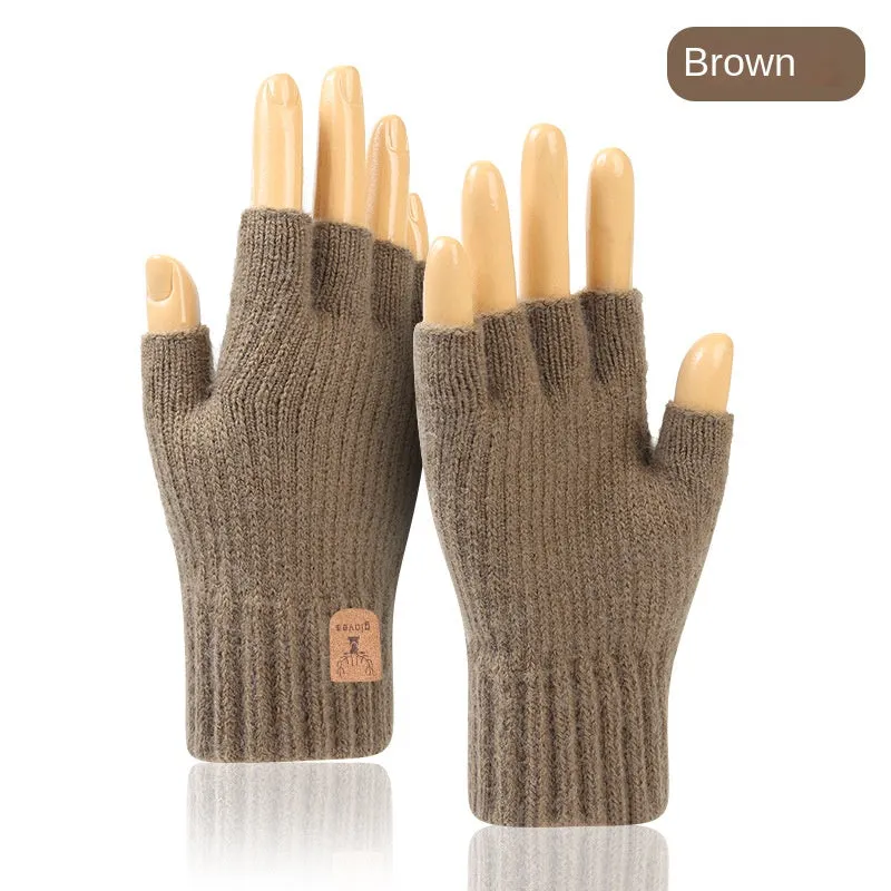 Cashmere Half Finger Stretch Knitted Gloves - Soft, Warm, and Convenient for Winter Outdoor Activities - Elastic, Texting Friendly, and Coldproof for Going Out