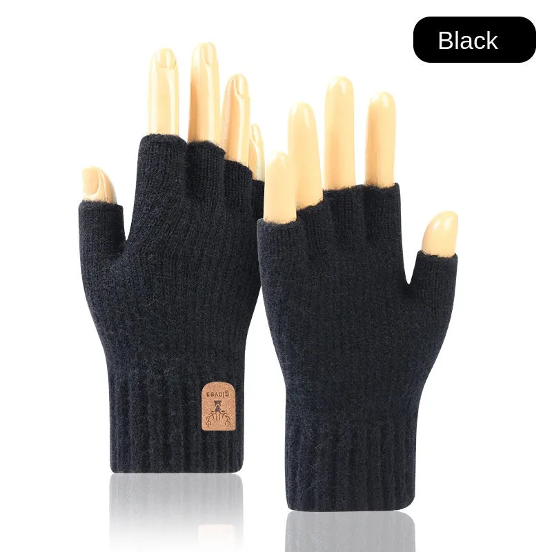 Cashmere Half Finger Stretch Knitted Gloves - Soft, Warm, and Convenient for Winter Outdoor Activities - Elastic, Texting Friendly, and Coldproof for Going Out