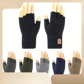 Cashmere Half Finger Stretch Knitted Gloves - Soft, Warm, and Convenient for Winter Outdoor Activities - Elastic, Texting Friendly, and Coldproof for Going Out