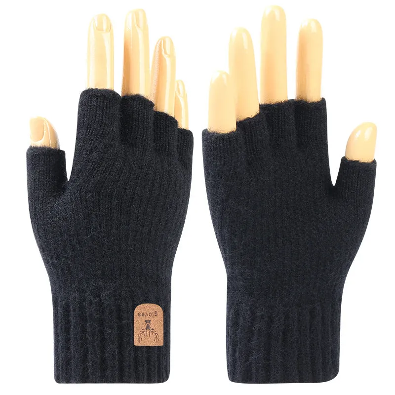 Cashmere Half Finger Stretch Knitted Gloves - Soft, Warm, and Convenient for Winter Outdoor Activities - Elastic, Texting Friendly, and Coldproof for Going Out