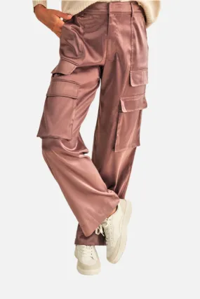 Cassie Satin Cargo Pants