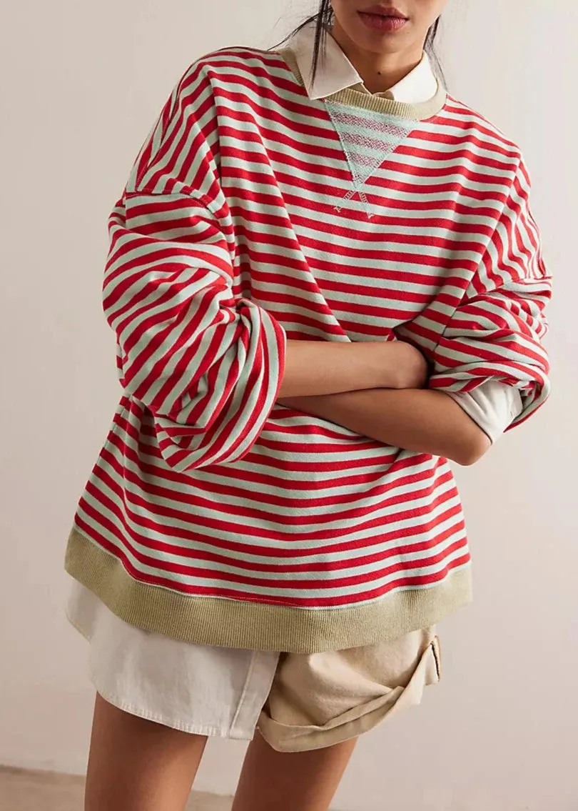 Classic Striped Cherry Combo Oversized Crewneck