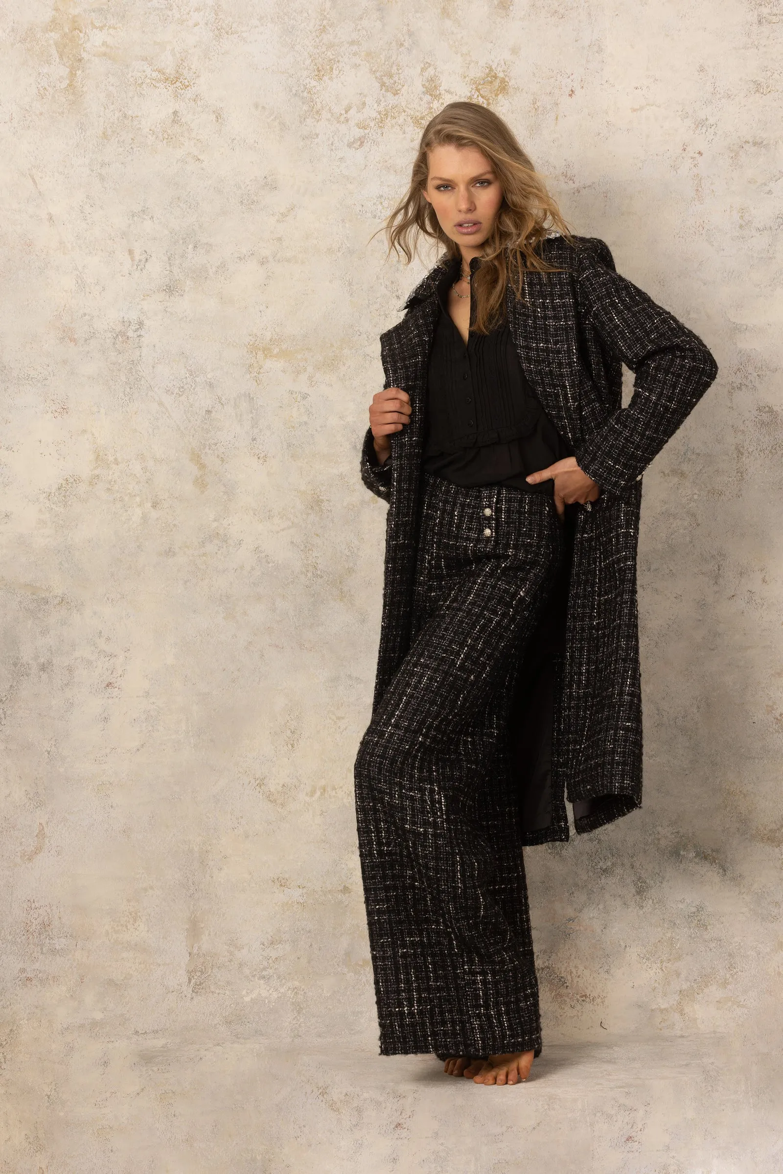 Claudia Sailor Pant Black with Silver Thread