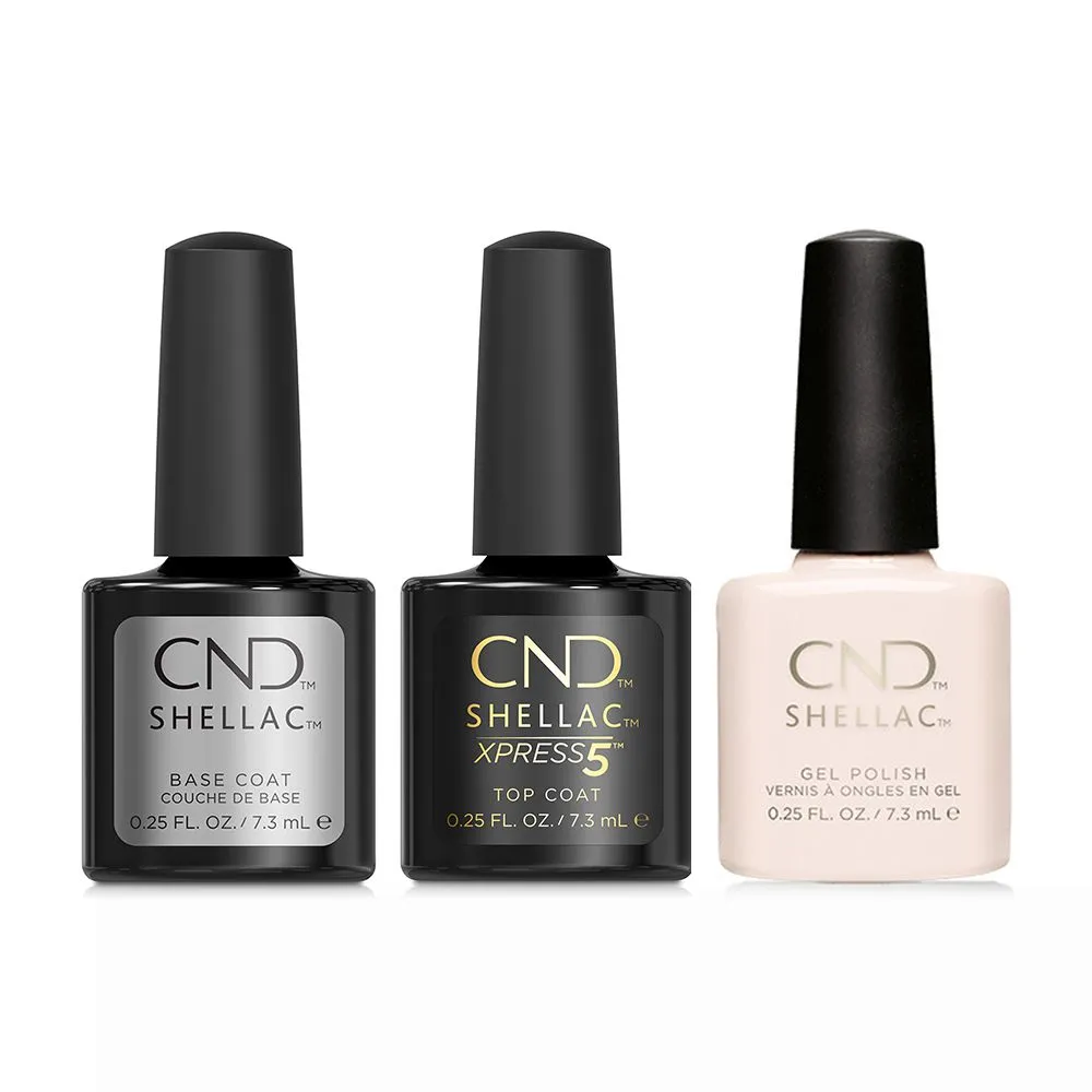 CND - Shellac Xpress5 Combo - Base, Top & Naked Naivete (0.25 oz)